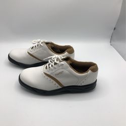  FootJoy  Greenjoys 48762 Golf Shoe Solf Spike White Brown Women’s Size  8.5 M 