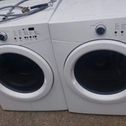 Free Washer And Dryer.  Works. Door Damage On Washer But Still Closes