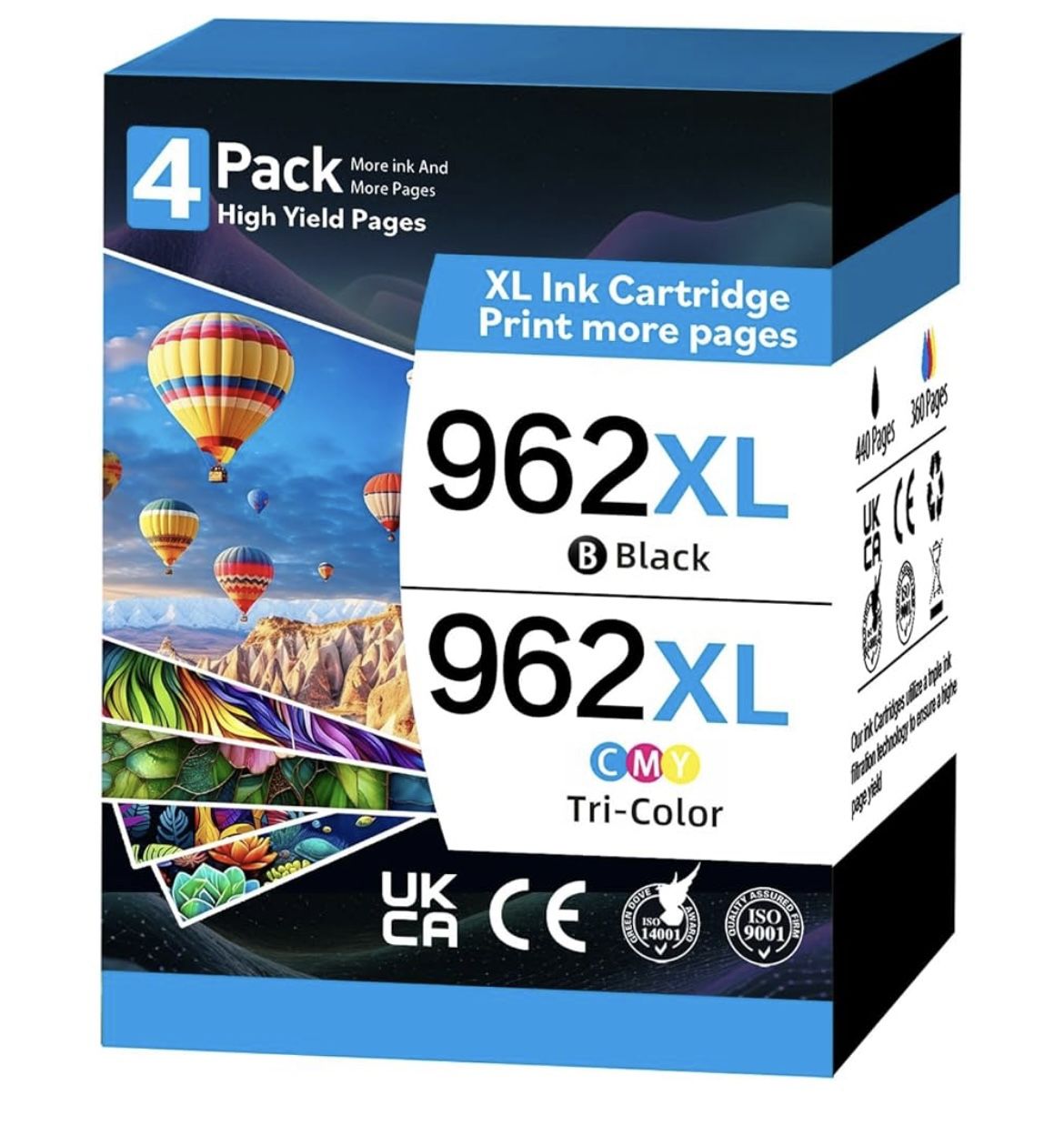 962XL Ink Cartridges Combo Pack for HP 962 Ink Replacement Compatible with HP OfficeJet 9010 9012 90