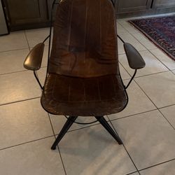 Mid century Metal Rocking Chair.  Pleather Original Cushion.  