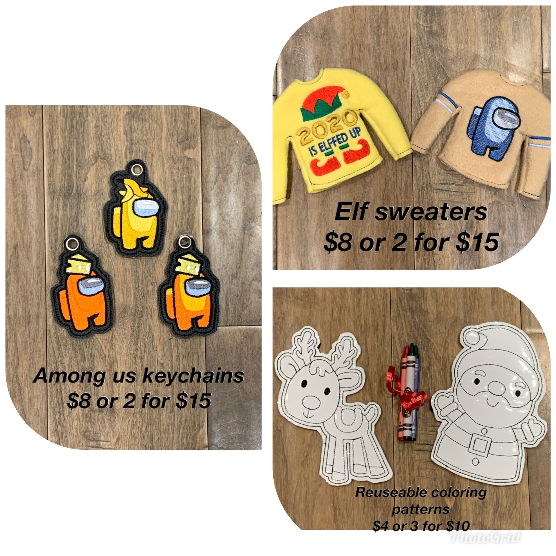 Among Us Keychains, Elf Sweaters And Reusable Coloring Patterns
