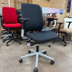 Steelcase Amia Ergonomic Office Chair Platinum Base and Black Cloth! with Store Warranty!