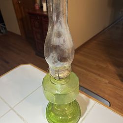 vintage oil lamp green glass 1960s