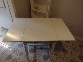 Drop-Leaf White Kitchen Table