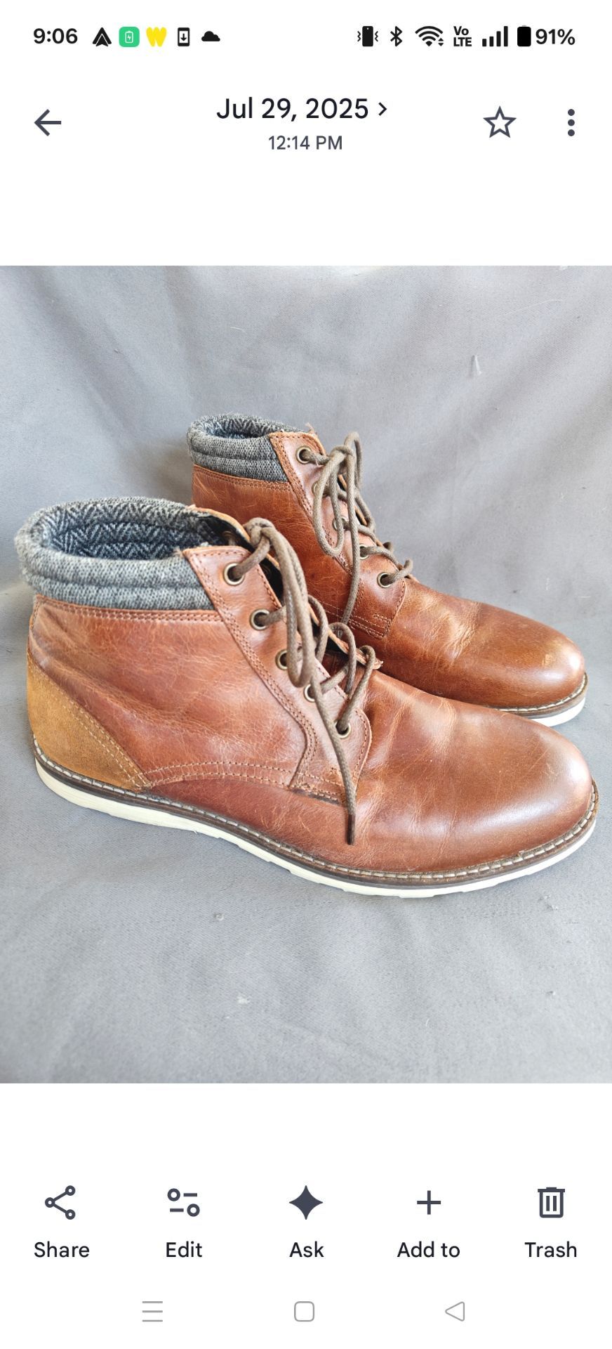 Men's brown leather boots size 10