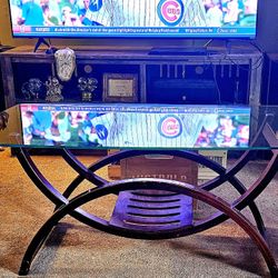 Glass And Curved Wood Coffee Table