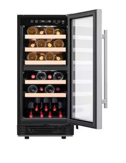 New  Vissani 15 in. W 27-Bottle Dual Zone Wine Cooler in Stainless Steel