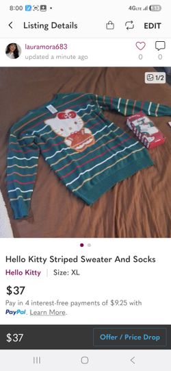 Hello Kitty Christmas Sweater And Socks New
