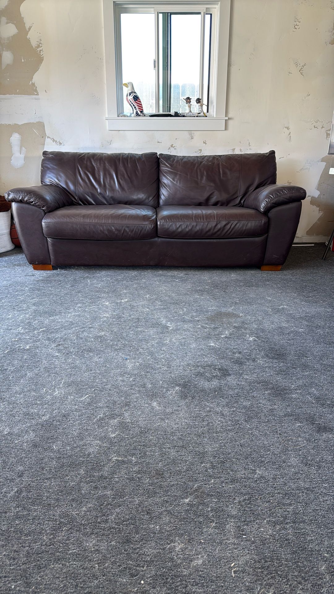 7ft Brown leather Sofa Bed