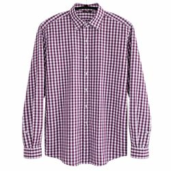 Paul Jones Purple White Gingham Button Down Shirt Mens XL Long Sleeve Check Dress Shirt