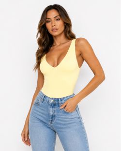 LightYellow Sleeveless Bodysuit