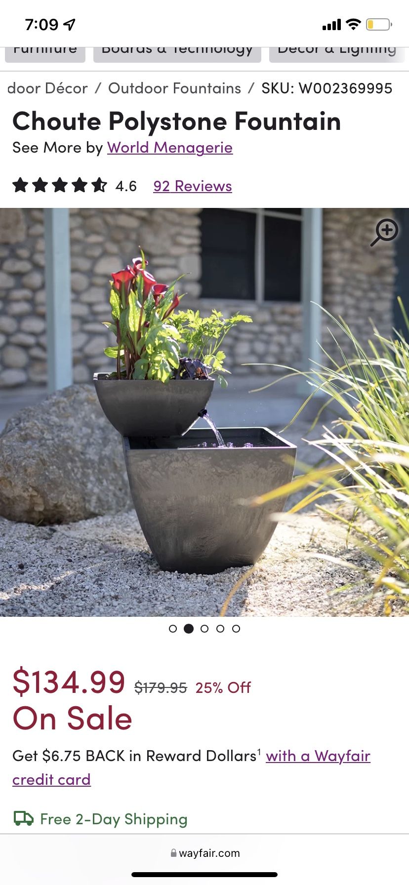 Polystone Water Fountain Planter