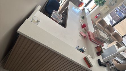 L-Shaped Reception Desk White Marble Top