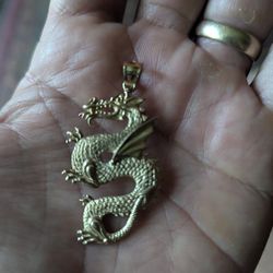 Large 10k Dragon Pendant