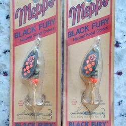 Vintage Mepps Black Fury Fishing Lures - 2 Packs - NOS