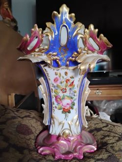 Vintage Continental Bococo Porcelain Mantel Vase