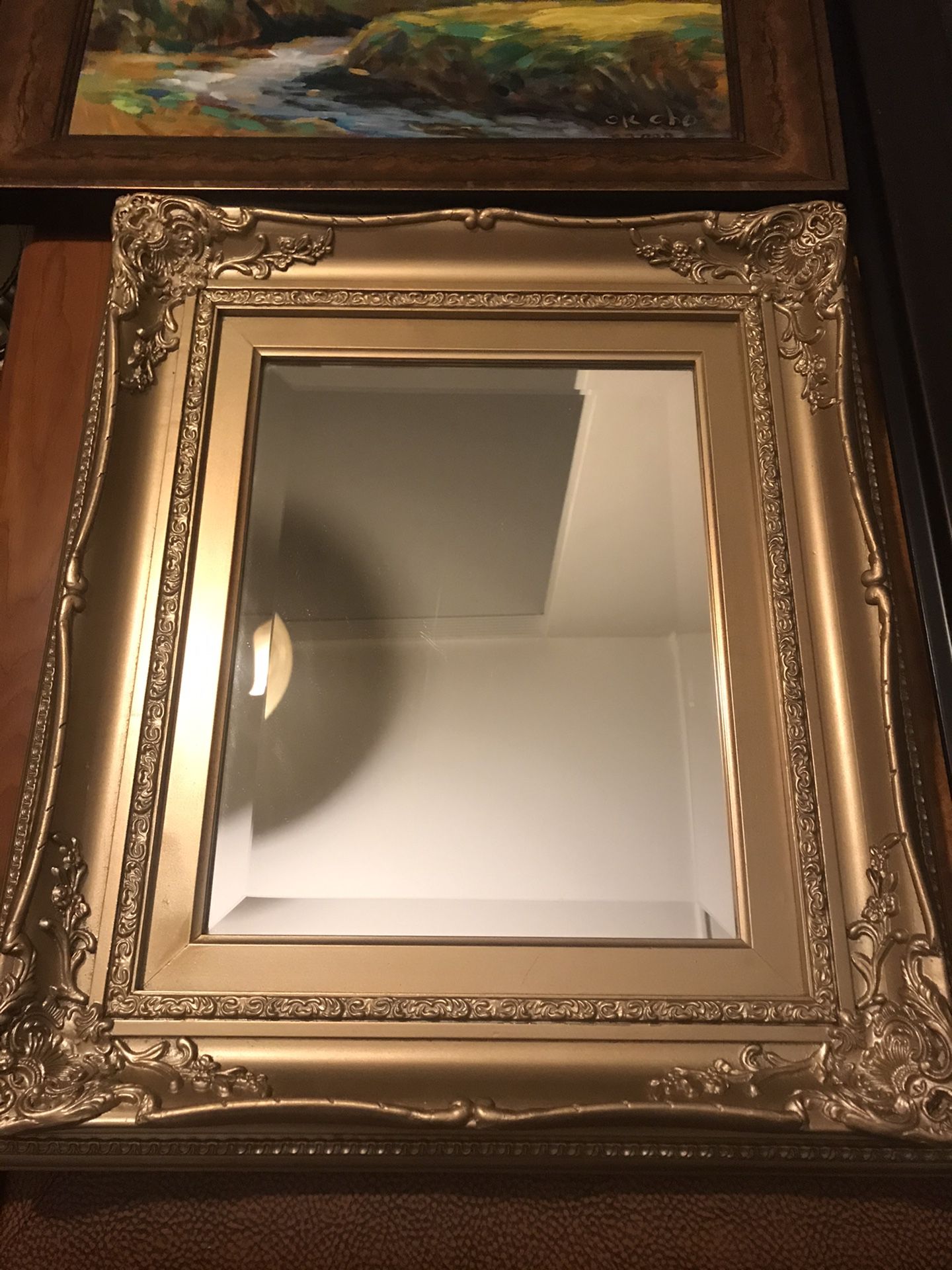 Mirrors, small Jewelry box/make up table, antique lamp, microwave