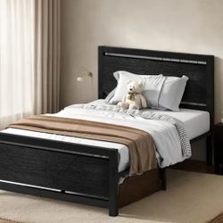 Black Twin Wood Bed Frame