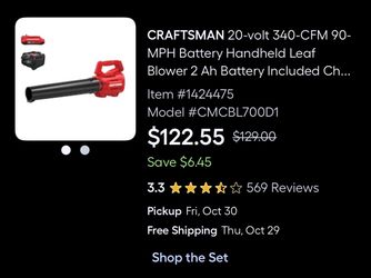 Craftsman leaf blower 20v CMCBL700