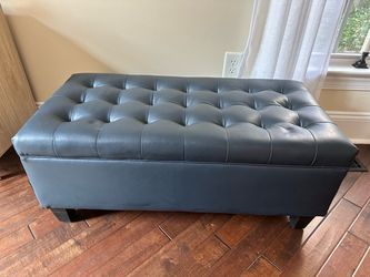 Navy Tufted Storage Bench