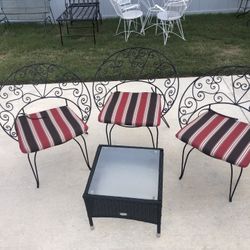 Wrought Iron Chairs And Table 