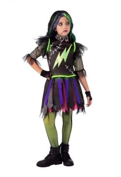 NWT Rubie's Opus Collection Frankenstein Girl Lightning Halloween Costume I HAVE SIZES: S, M and L