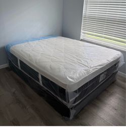 Queen Plush Pillow Top Mattress Set | Same Day Delivery