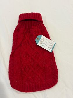 Red Cable Knit Dog Sweater (size small)