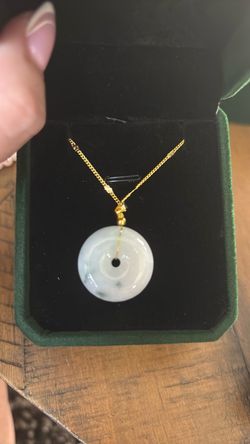 Brand new inbox, Burma, Jade doughnut, pendant