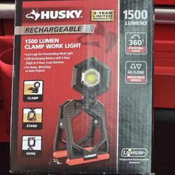 Brand New HUSKY 1500-Lumens Rechargeable Clamp LED Work Light