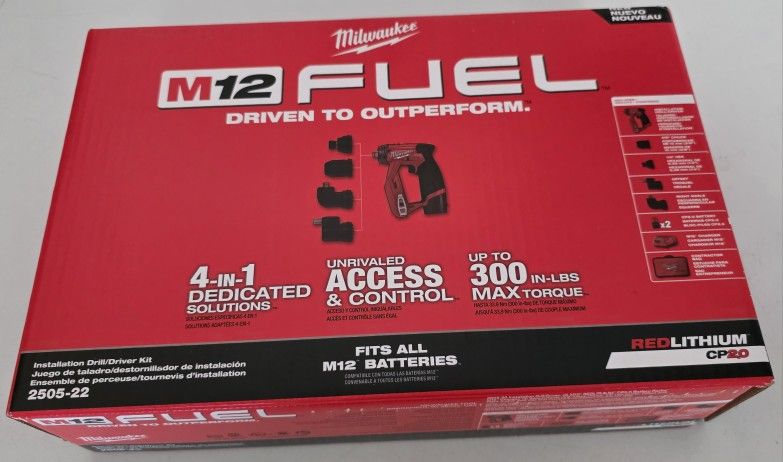 NEW Milwaukee M12 FUEL Installation Drill Driver Kit, with 2 batteries, charger, and case