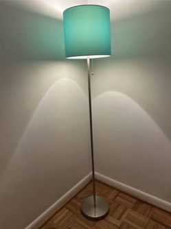 Floor lamp - silver + teal blue shade