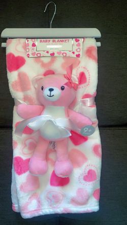 Plushy bear and baby blanket