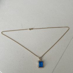 Gold Chain + Blue Sapphire Butterfly Pendant 