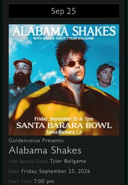 Alabama Shakes Concert Ticket Santa Barbara Bowl