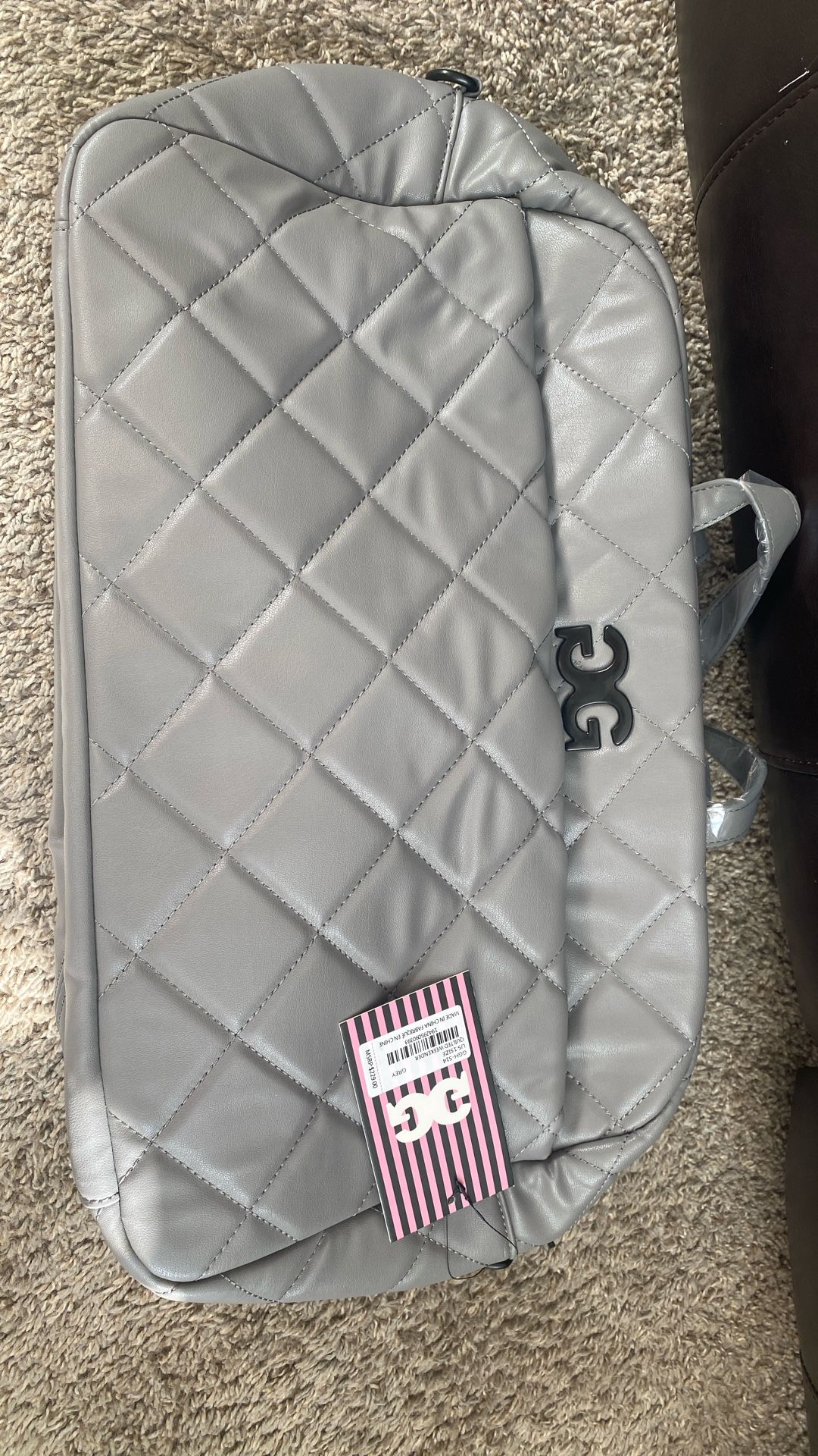 Grey Quilted Weekender Bag