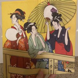 Japanese Rice Paper Bi-Fold Wallet / Checkbook Cover Women Print