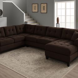 DELIVERY 🚚/NO DEPOSIT Cindy Crawford u shaped brown sectional couch w/chasie