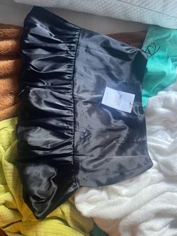 Princess Polly Black Satin Ruched Mini Skirt