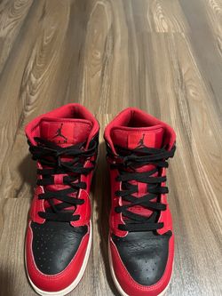 size 6.5 Air Jordan 1 Mid Red Black Sneakers