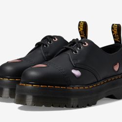 NEW $ 170 Dr. Martens 1461 Quad Heart Platform Derby Black Lapstone Loafers Shoes Sz 8