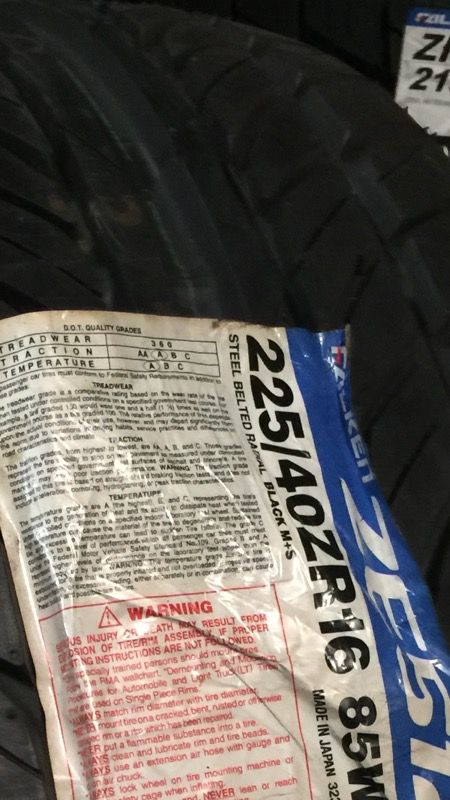 225/40/16 225/40R16 *** FALKEN ZIEX *** only 1 tire *** new tires, no used tires