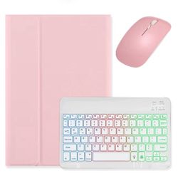 Backlit Keyboard Case for Galaxy Tab S10 Lite / S10 FE / S9 FE 10.9", Tab S9/S8/S7 11" Case with Mouse and Detachable RGB Colorful Rainbow Backlight K