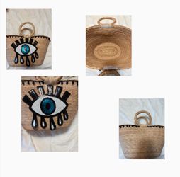 Medium Evil Eye straw bag