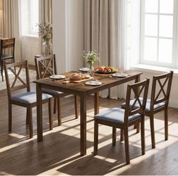 5-Piece Wood Dining Table and Chair Set