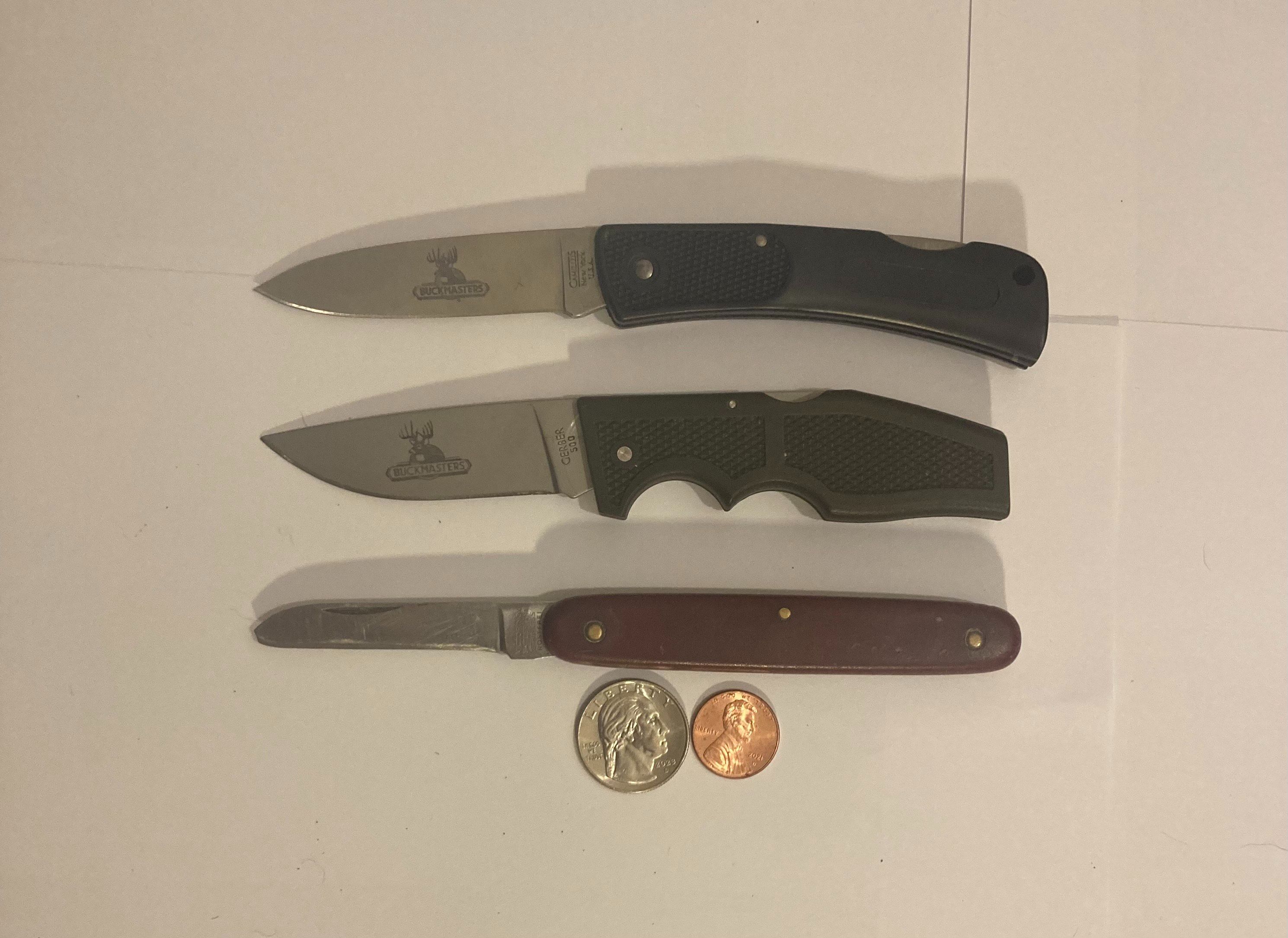 Vintage Lot of 3 Pocket Knifes, Knife, Victorinox, Switzerland, Buck Master, New York, Made in USA, Quality, Heavy Duty, Cutting, Hunting, Camping, Pr