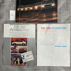 1985 Plymouth 1987 Dealer Ad 1988 Brochures Sundance Turismo Horizon Reliant Caravelle Grand Fury Colt Colt Vista 