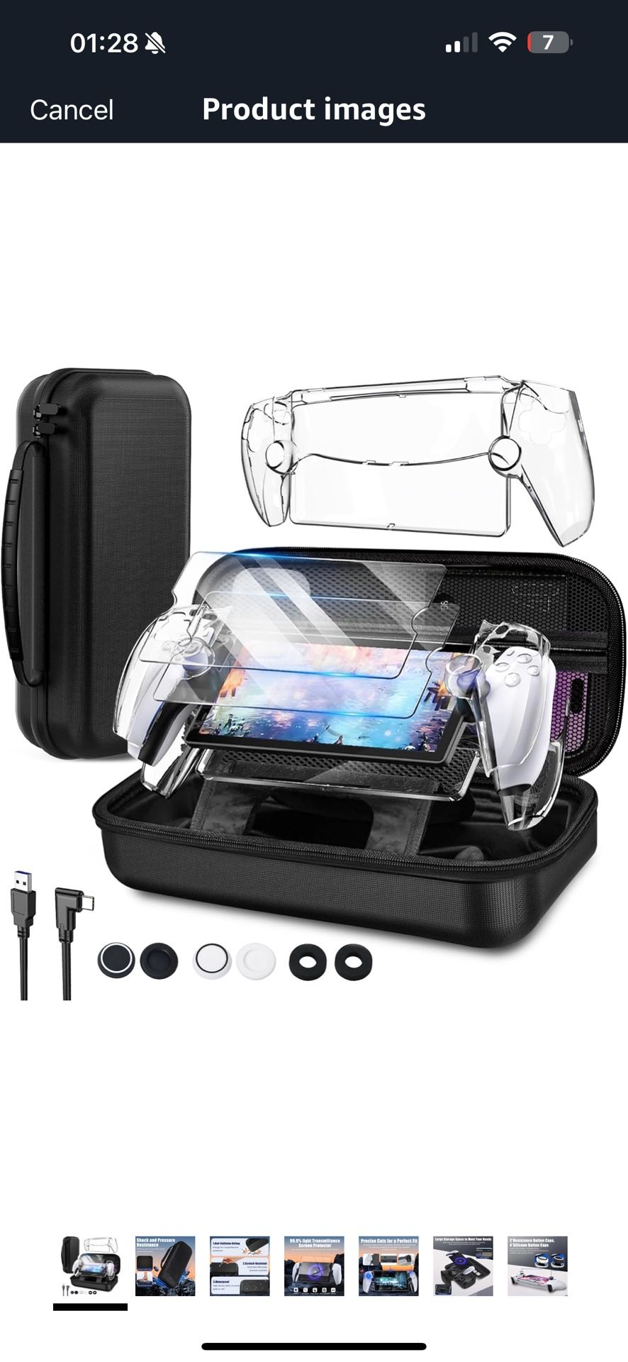 12 in 1 Accessories for Playstation Portal Remote Player with ps5 Portal Case 2 Transparent Screen 4Thumb Grip Charger Shoulder Bracket Base 2 Resista
