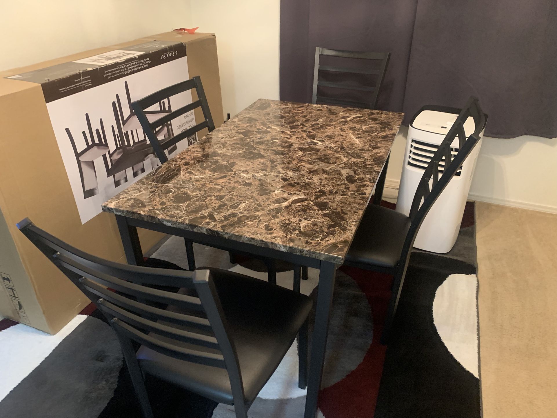 Dining Table and 4 Black Chairs