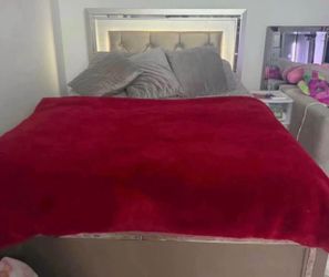 Full bed frame with lights installed